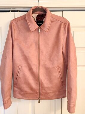 Express Pink Suede-like Zip Front Jacket